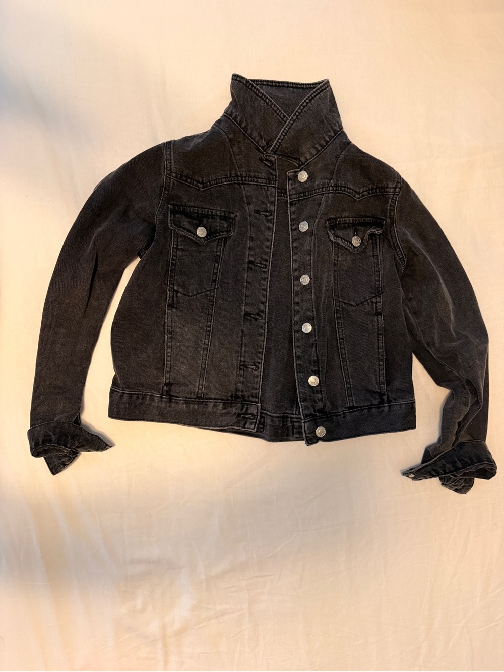 Topshop Moto Washed Black Denim Jacket